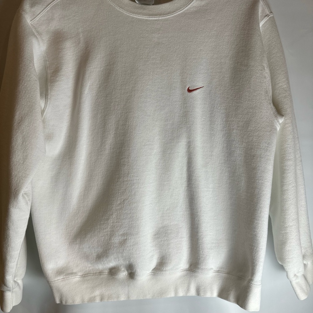 Vintage Nike Sweatshirt Men Medium White Crewneck Embroidered Swoosh